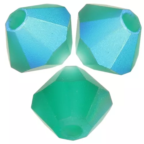 4mm Preciosa - Rondelle Bead - Emerald AB Matt x30