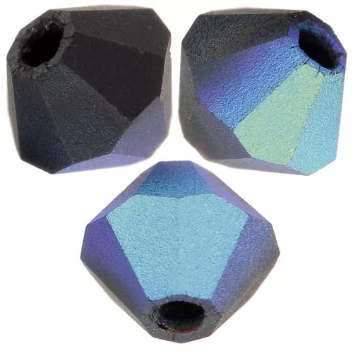 4mm Preciosa - Rondelle Bead - Jet AB Matt x30