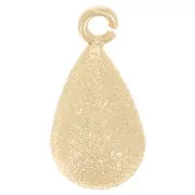14x7mm diamond effect drop charm with open ring - Gold Tone x1