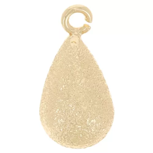 14x7mm diamond effect drop charm with open ring - Gold Tone x1