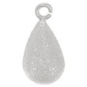 14x7mm diamond effect drop charm with open ring - Rhodium Tone x1