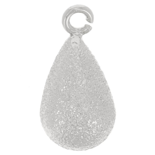 14x7mm diamond effect drop charm with open ring - Rhodium Tone x1