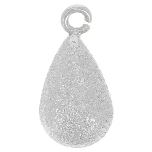 14x7mm diamond effect drop charm with open ring - Rhodium Tone x1