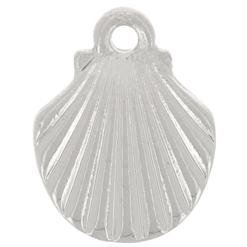 13x10mm Shell Charm - Silver Tone x1
