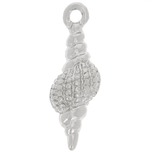 18x6mm Textured Shell Charm - Silver Tone x1