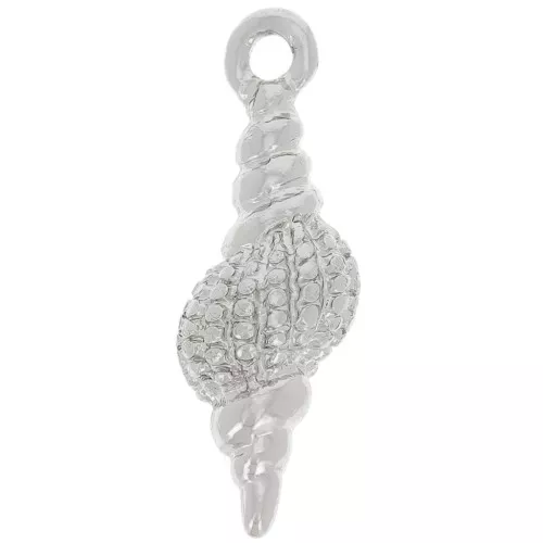 18x6mm Textured Shell Charm - Silver Tone x1