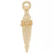24x6mm Ethnic pendulum tip pendant - Gold Tone x1