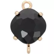 16x11mm Diamond-shaped faceted glass spacer - Gold - Black x1
