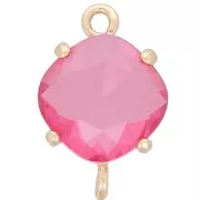 16x11mm Diamond-shaped faceted glass spacer - Gold - Raspberry x1