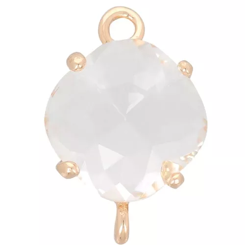 16x11mm Diamond-shaped faceted glass spacer - Gold - Crystal x1