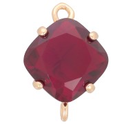 16x11mm Diamond-shaped faceted glass spacer - Gold - Red x1|raw }}