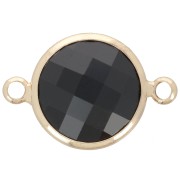 15mm Round faceted glass spacer - Gold - Black x1|raw }}