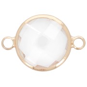 15mm Round faceted glass spacer - Gold - Crystal x1