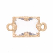 12x6mm Rectangular faceted glass spacer - Gold - Crystal x1