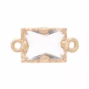12x6mm Rectangular faceted glass spacer - Gold - Crystal x1