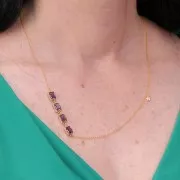 12x6mm Rectangular faceted glass spacer - Gold - Violet x1