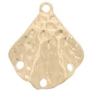 21x18mm Hammered pleated effect chandelier pendant with 3 holes - Gold x1