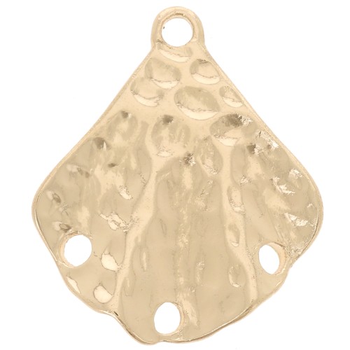 21x18mm Hammered pleated effect chandelier pendant with 3 holes - Gold x1