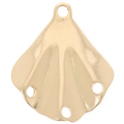 21x18mm Hammered pleated effect chandelier pendant with 3 holes - Gold x1