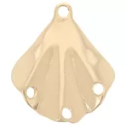 21x18mm Hammered pleated effect chandelier pendant with 3 holes - Gold x1