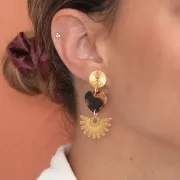 12mm Round earstuds pleated effect - Fine Gold plated x2