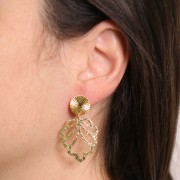 12mm Round earstuds pleated effect - Rhodium x2