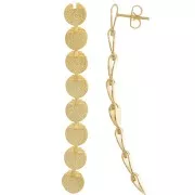 62x8mm Hammered long pendant earrings - Fine gold plated x2