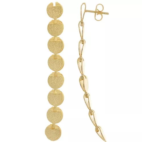 62x8mm Hammered long pendant earrings - Fine gold plated x2