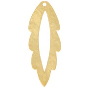 35x13mm Hammered hollow leaf pendant - Fine Gold Plated x1