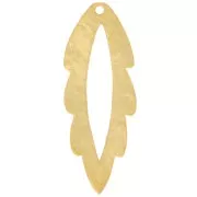 35x13mm Hammered hollow leaf pendant - Fine Gold Plated x1