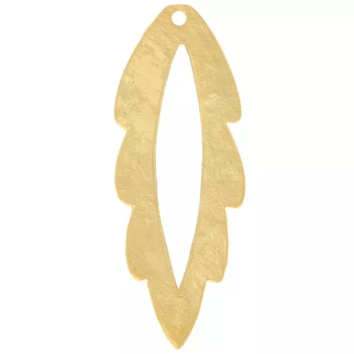 35x13mm Hammered hollow leaf pendant - Fine Gold Plated x1