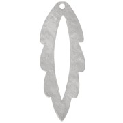 35x13mm Hammered hollow leaf pendant - Rhodium x1|raw }}