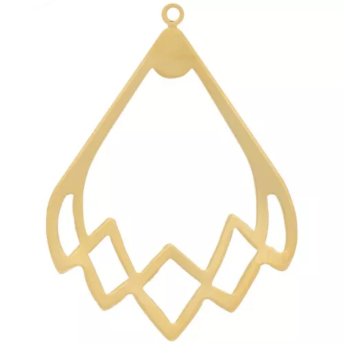 30x22mm Hollow drop pendant - Fine gold plated x1