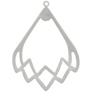 30x22mm Hollow drop pendant - Rhodium x1|raw }}