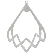 30x22mm Hollow drop pendant - Rhodium x1