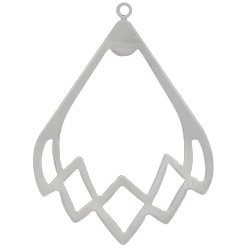 30x22mm Hollow drop pendant - Rhodium x1