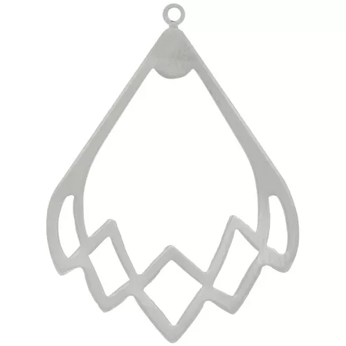30x22mm Hollow drop pendant - Rhodium x1
