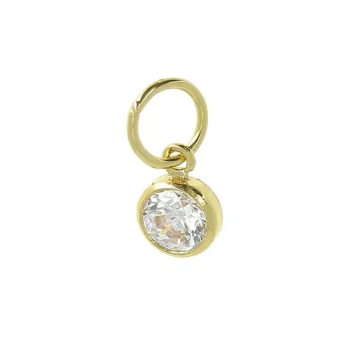4.5mm perpendicular ring Zirconium oxide Pendants - Gold filled x10