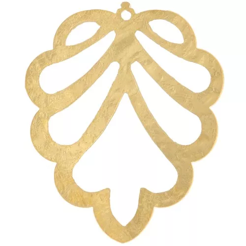 27x22.5mm Textured openwork leaf pendant - Fine gold plated x1