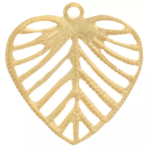 17.5x16.5mm Textured openwork heart pendant - Fine gold plated x1