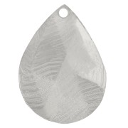 18x13mm Textured Drop Charm - Rhodium x1|raw }}