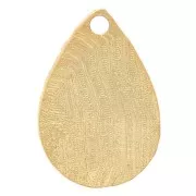 13x9mm Textured Drop Charm - Fine Gold plated x1
