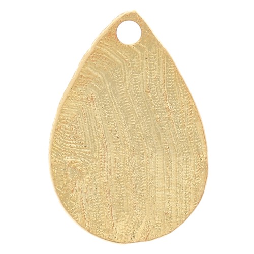 13x9mm Textured Drop Charm - Fine Gold plated x1