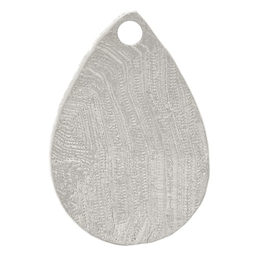 13x9mm Textured Drop Charm - Rhodium x1