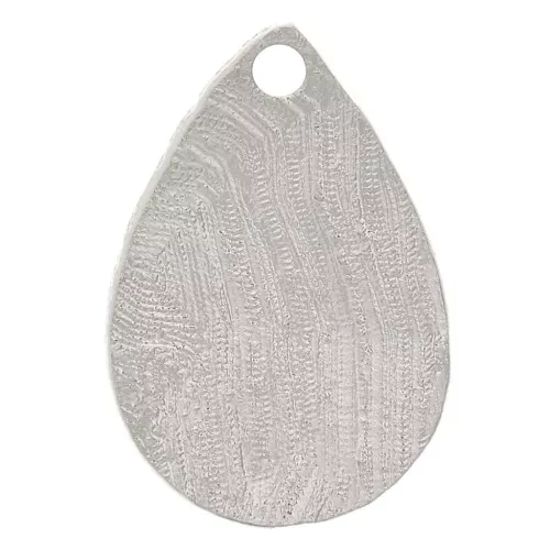 13x9mm Textured Drop Charm - Rhodium x1