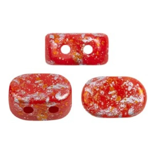 4x6mm Lipsi® Glass beads by Puca® - Opaque Red Coral Tweedy x10g