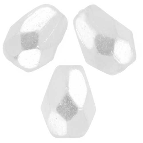 Faceted pear-shaped beads, 7x5 mm - Crystal Pearl Snow, 25 pieces