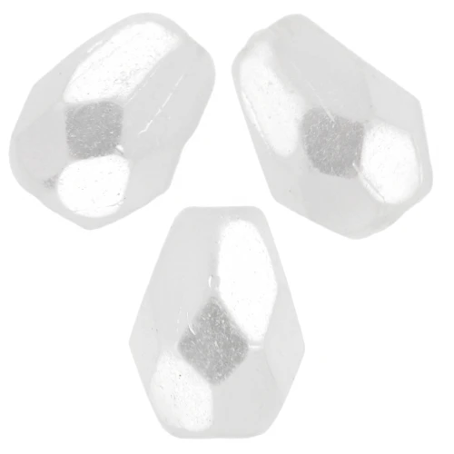Faceted Pear-Shaped Beads, 7x5 mm - Crystal Pearl Snow x25
