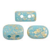 4x6mm Lipsi® Glass beads by Puca® - Opaque Aqua Gold Splash Mat x10g