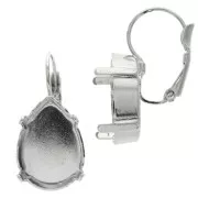 Leverback earrings for 4320 Cabochon 18x13mm  Rhodium tone x2